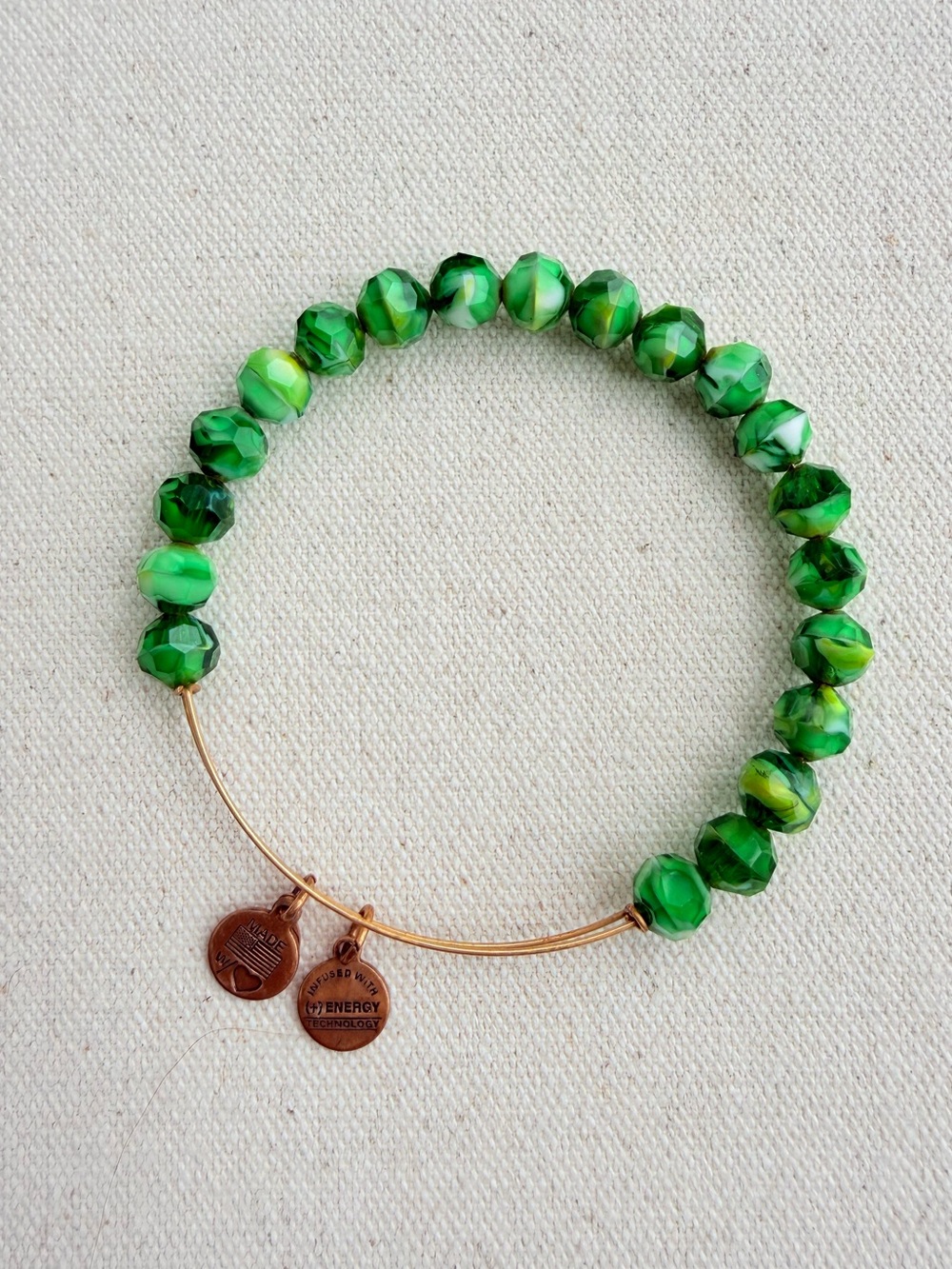 *Alex and Ani  Bracelet* Good Condition~Green Beads